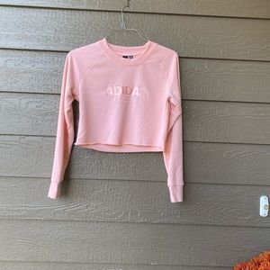 adidas Originals Relaxed Risque long sleeve crop top in blush, S